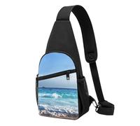 Borsa a tracolla, borsa a tracolla in diagonale borsa da viaggio per escursionismo borsa a tracolla borsa da giorno unisex,L'oceano ondeggia la spiaggia dell'isola delle Seychelles nel tramonto