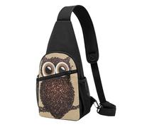 Borsa a tracolla, borsa a tracolla in diagonale borsa da viaggio per escursionismo borsa a tracolla borsa da giorno unisex,Gufo del chicco di caffè