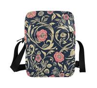 borsa a tracolla borsa a tracolla per donna borse a tracolla per donna borse a tracolla da donna tracolla regolabile casual stile William Morris floreale blu scuro pesca