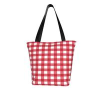 Borsa a tracolla, Borsa tote in tela Borsa grande Borsa casual da donna Borse per la spesa riutilizzabili,Estratto del percalle a quadretti plaid rosso