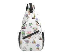 Borsa a tracolla Botanical Cactus Flower Lavender Escursionismo Daypack Crossbody Shoulder Backpack Travel Chest Pack for Men Women