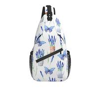 Borsa a tracolla Botanical Lavender Flower Butterfly Escursionismo Daypack Crossbody Shoulder Backpack Travel Chest Pack for Men Women