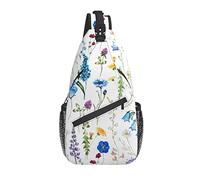 Borsa a tracolla botanico fiore blu foglia escursionismo zainetto zaino a tracolla zaino da viaggio per uomo donna