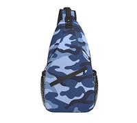 Borsa a tracolla Camo Navy Blue Camouflage Escursionismo Daypack Crossbody Shoulder Backpack Travel Chest Pack per Uomo Donna