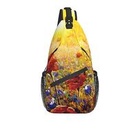 Borsa a tracolla Campo di fiori di papavero Pittura a olio Escursionismo Zainetto Zaino a tracolla a tracolla Zaino da viaggio per uomo Donna