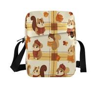 Borsa a tracolla carina borsa a tracolla piccola per donna borsa da viaggio tracolla regolabile per affari d'affari scoiattolo carino autunno giallo marrone