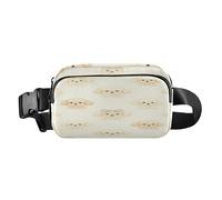 Borsa a tracolla carina marsupio per donne e uomini carino cucciolo fiocco cane beige borsa a tracolla con tracolla regolabile multiuso per viaggi vacanze corsa