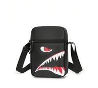 Borsa a tracolla casual a quadri da uomo, borsa a tracolla quadrata alla moda, borsa con design unico a bocca di squalo per Ognissanti, San Valentino e festival RitrattoPoliuretano