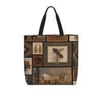 Borsa a tracolla casual con stampa di animali selvatici con stampa di fattoria retrò alla moda con cerniera borsa per lavoro e viaggio