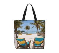 Borsa a tracolla casual con stampa di barche con palme da spiaggia, borsa a tracolla con cerniera, borsa per lavoro e viaggio