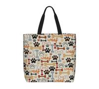 Borsa a tracolla casual con stampa di ossa di cane con stampa di impronte di zampe, borsa per lavoro e viaggio