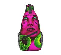 Borsa a tracolla casual da uomo, portatile e di grande capacità, raffigurante la dea greca Medusa, serpente verde e regina.