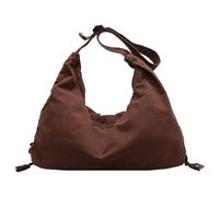 Borsa a tracolla casual in tela da donna di grande capacità semplice borse per libri per studenti con coulisse All-Match Sling Pouch lavoro viaggi shopping borse, Marrone scuro, 17.32x5.51x11.81(inch)