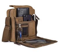 Borsa a tracolla casual in tela vintage, borsa a tracolla multiuso in tela, borsa a tracolla da viaggio, borsa multi-tasca, borsa a tracolla, borsa a tracolla per la scuola, caffè