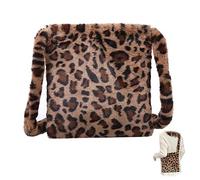 Borsa a Tracolla Casual Morbida in Peluche Borse a Tracolla con Stampa Leopardata Retrò Borsa a Tracolla Modello Leopardato Borsa a Tracolla da Donna Soffice per Abbigliamento Autunno Inverno Uso