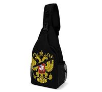 Borsa A Tracolla Casual Sling Bag Per Viaggi, Escursionismo, Ciclismo Russia Coat Of Arms Russian Flag Printed Poliestere Zaino Monospalla