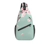 Borsa a tracolla Cherry Flower Teal Spring Floral Escursionismo Daypack Crossbody Shoulder Backpack Travel Chest Pack for Men Women