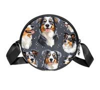 Borsa a tracolla circolare da donna, con cane pastore carino piccolo zaino a tracolla con cerniera spallacci regolabili casual da donna borsa rotonda