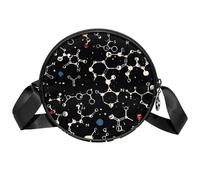 Borsa a tracolla circolare da donna, con equazione chimica, piccola borsa a tracolla con cerniera, spallacci regolabili, casual, borsa rotonda da donna