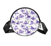 Borsa a tracolla circolare da donna, con fiori di campana, piccola borsa a tracolla con cerniera, spallacci regolabili, casual, borsa rotonda da donna