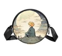 Borsa a tracolla circolare da donna, Prince Earth Planet, piccola borsa a tracolla con cerniera, spallacci regolabili, casual, borsa rotonda da donna