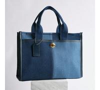 Borsa a tracolla classica e casual di moda, con blocchi di colore e due manici, con grande capacità, leggera e portatile, a forma quadrata, può essere appesa lateralmente, stile universitario in tela,