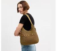 Borsa a tracolla Coach Brooklyn 28 borsa hobo naturale in ottone rafia