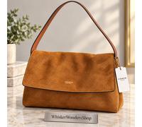 Borsa a tracolla Coach Chelsea 30 marrone pelle scamosciata ottone hardware...
