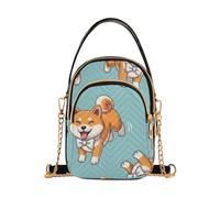 Borsa a tracolla color oro con margherite bianche e rosa | Borse a tracolla piccole da donna: tre tasche per smartphone e oggetti essenziali per passeggiate con il cane