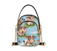 Borsa a tracolla color oro con margherite bianche e rosa | Borse a tracolla piccole da donna: tre tasche per smartphone e oggetti essenziali per passeggiate con il cane