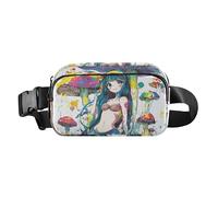Borsa a tracolla colorata a forma di sirena, per donne, uomini, adolescenti, grande capacità, borsa da cintura, Funghi colorati Fantasy Girl, 1 size