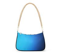 Borsa a tracolla colorata con cerniera, blu ombré alla moda, borsa a tracolla da donna con tracolla a catena