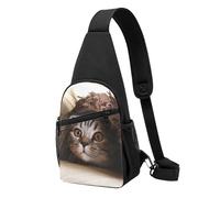Borsa a tracolla colorata con farfalla stampata per donne e uomini borsa a tracolla casual zaino da viaggio escursionismo corsa, Gatto sotto coperta, One Size, Zaino da escursionismo