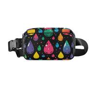 Borsa a tracolla colorata con gocce di pioggia alla moda per donne e uomini, piccola borsa a tracolla con cinghia regolabile per viaggi, corsa, escursionismo, Gocce di pioggia colorate, 1 size