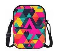 Borsa a tracolla colorata con stampa triangolare, borsa a tracolla leggera da donna, borsa da viaggio per ufficio casual e
