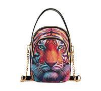 Borsa a tracolla colorata con tigre da donna, con catena trapuntata, portafoglio per cellulare, borsa a tracolla da donna carina