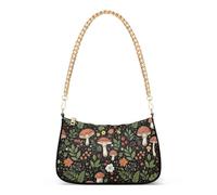 Borsa a tracolla colorata nera con funghi marroni e margherita per le donne borsa a tracolla lunare Hobo borse tracolla a catena con cerniera borsa per telefono carino