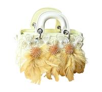 Borsa a tracolla compatta in pizzo piumato, finiture di perle floreali, tracolla regolabile, borsa a tracolla in pelle PU per l'uso quotidiano e in viaggio, borsa a tracolla in pizzo floreale con