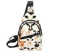 Borsa a tracolla con animali della fattoria, mucca, 3 pezzi, per viaggi, sport, corsa, escursionismo, Multicolore 04, 11.8x7x1.5in/30x18x4cm