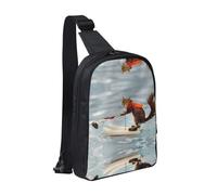 Borsa a tracolla con bandiera americana con stivali da cowboy, doppia tasca, perfetta per concerti, sport, viaggi, ciclismo ed escursionismo, Sci Acquatico Fox Scoiattolo, Taglia unica