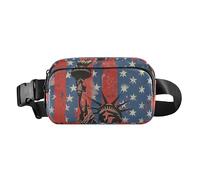 Borsa a tracolla con bandiera americana rossa e blu, statua della libertà, alla moda, per uomini e donne, piccola borsa a tracolla con tracolla regolabile per shopping, sport, lavoro