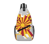 Borsa a tracolla con bandiera della Macedonia del Nord Map02, borsa a tracolla da uomo e donna