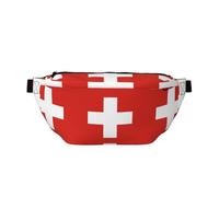 Borsa a tracolla con bandiera svizzera, versatile, per uomini e donne, con tasche con cerniera, ideale per viaggi, corsa, colore nero, taglia unica