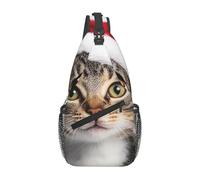 Borsa a tracolla con cappello di Babbo Natale, borsa a tracolla da viaggio, escursionismo, zaino per donne e uomini, nero, taglia unica, Nero, One Size