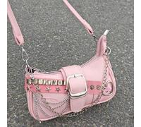 Borsa a tracolla con catena per spalla, design unico a stelle e lune, stile argento millennium, versatile e alla moda nello stile Y2K, perfetta per lo streetwear, le feste e i regali. Borsa da donna c