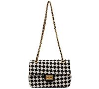 Borsa a tracolla con catena pied de poule per le donne borsa e borsa moda panno di lana pochette, B-nero, 8.7"L x 3.2"W x 5.9"H