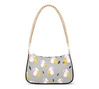 Borsa a tracolla con cerniera estetica carina con topi in stile cartone animato rosa grigio pochette borse artistiche da donna Hobo borsa da festa con cinturino a catena