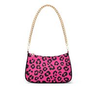 Borsa a tracolla con cerniera floreale nera leopardata a pois rosa vibrante borsa media elegante da donna Hobo borsa con tracolla a catena