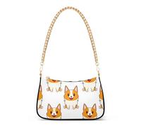 Borsa a tracolla con cerniera Hobo con stampa di cani carini cartoni animati bianca borsa a tracolla da donna con tracolla a catena
