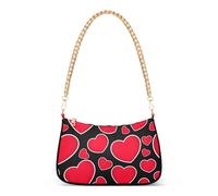 Borsa a tracolla con cerniera Hobo Totes Bold Red Hearts Bianco Nero Designer Borsa da donna Borsa a tracolla colorata con tracolla a catena